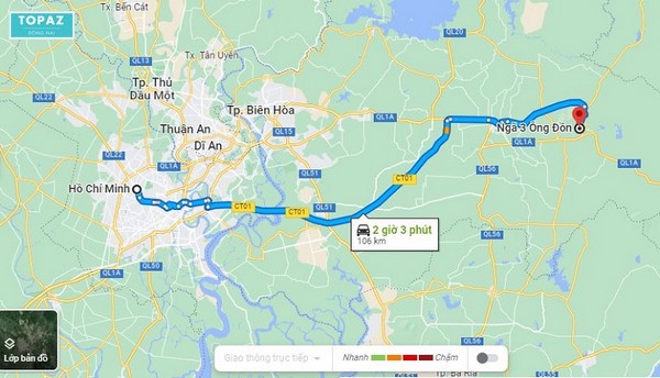 Bản đồ di chuyển đến Ngã 3 Ông Đồn Xuân Lộc Đồng Nai